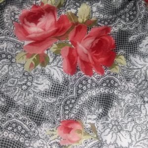 Button down top red/orange flowered design